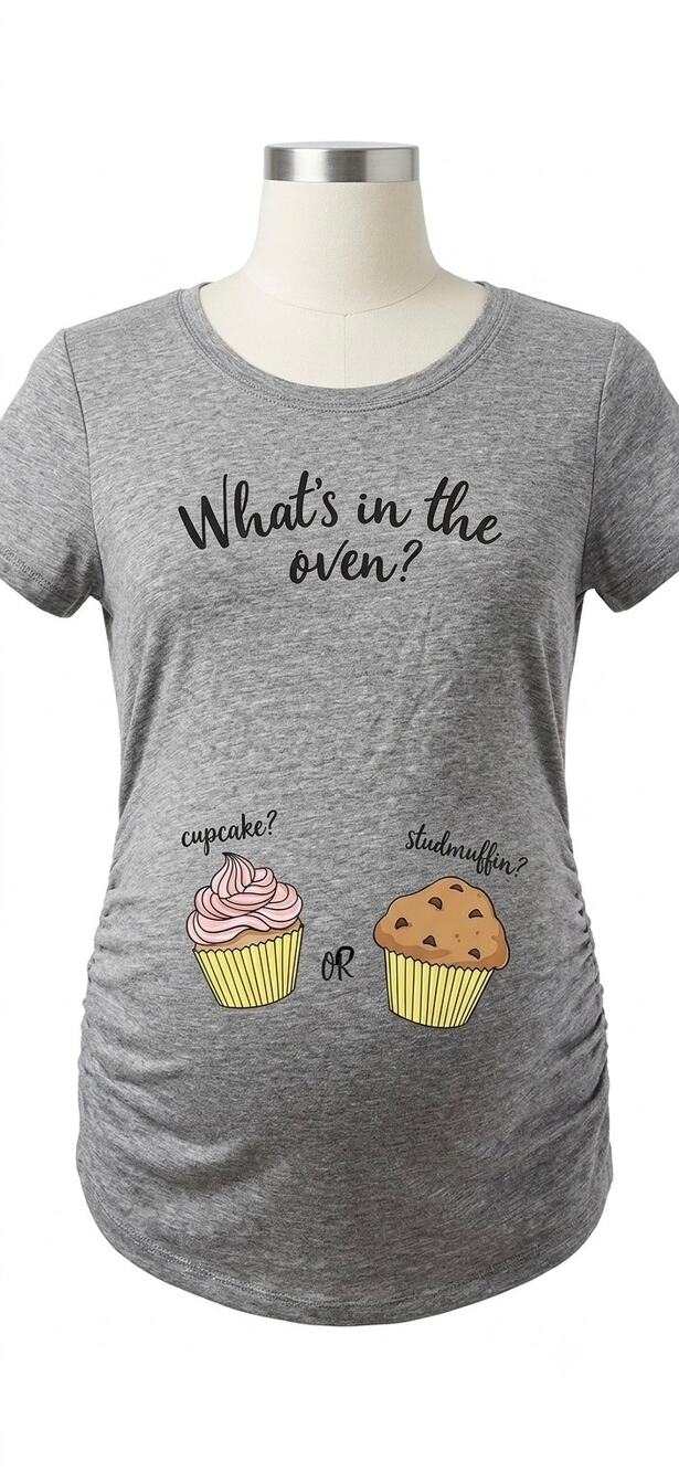 Motherhood Maternity "What's In The Oven" Gender Reveal Graphic T-Shirt Medium